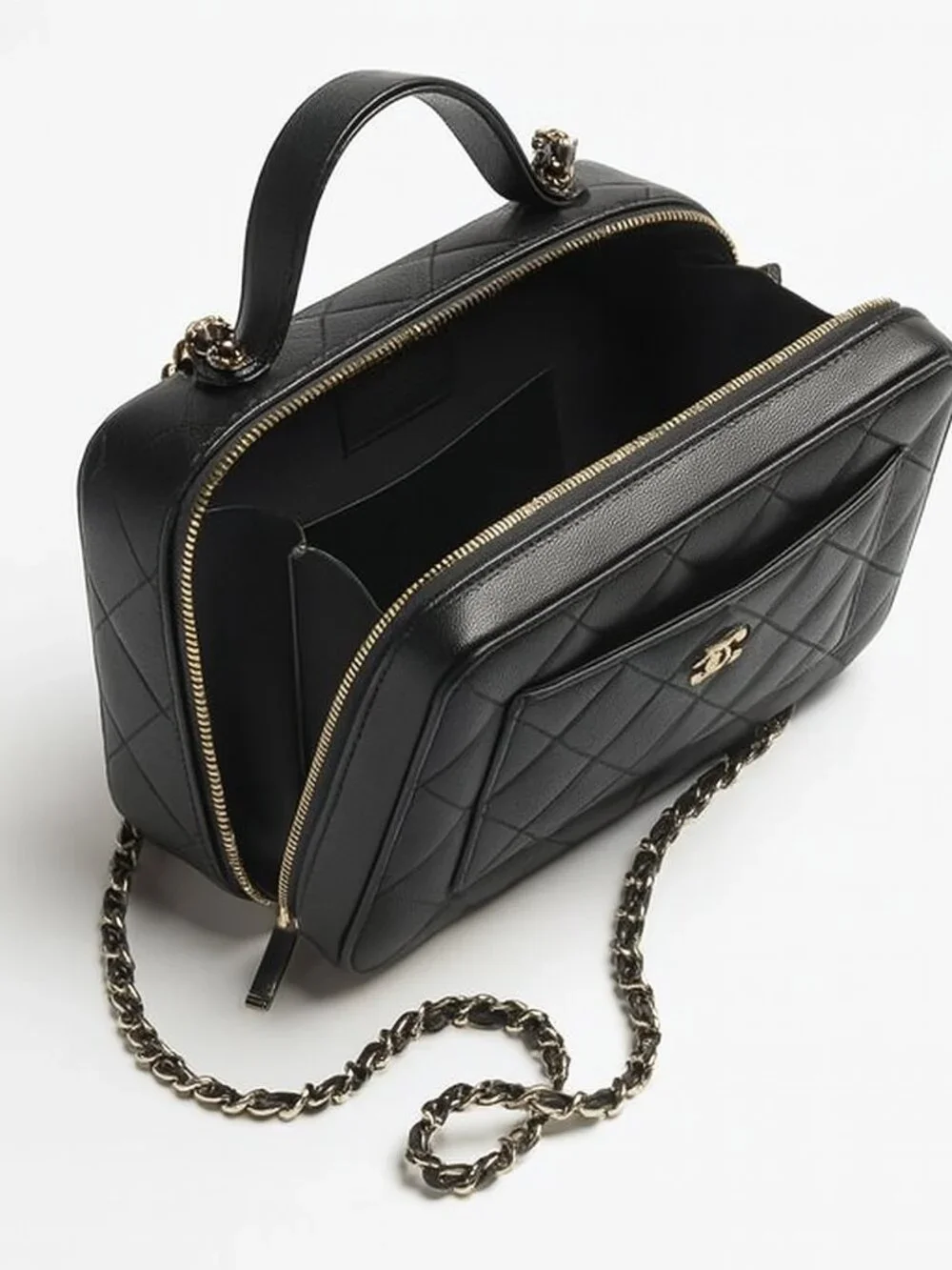 Chanel Vanity with Chain – Black Caviar, Gold Hardware – 25B – NWT